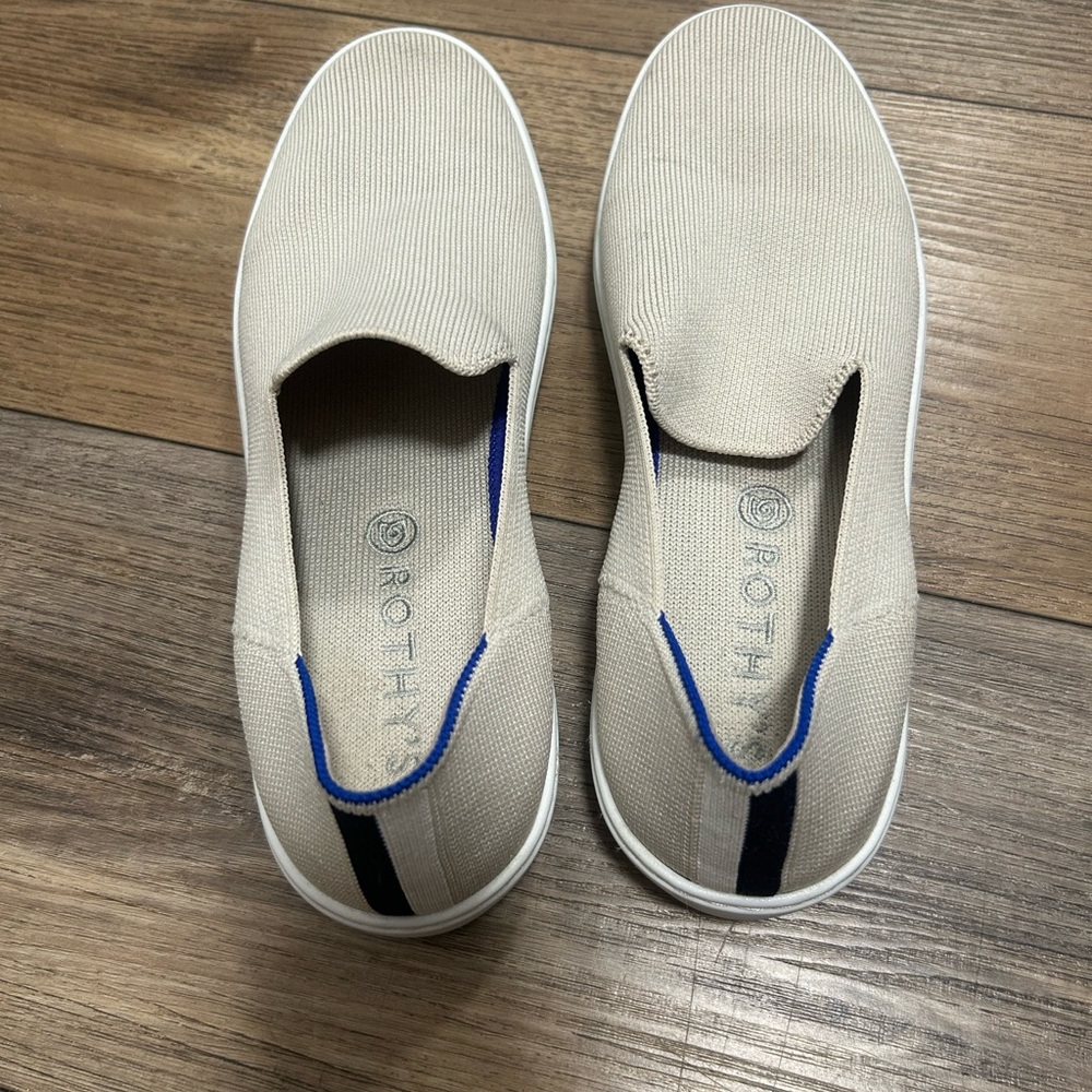 Rothy's Cream and Blue Women's Sneakers